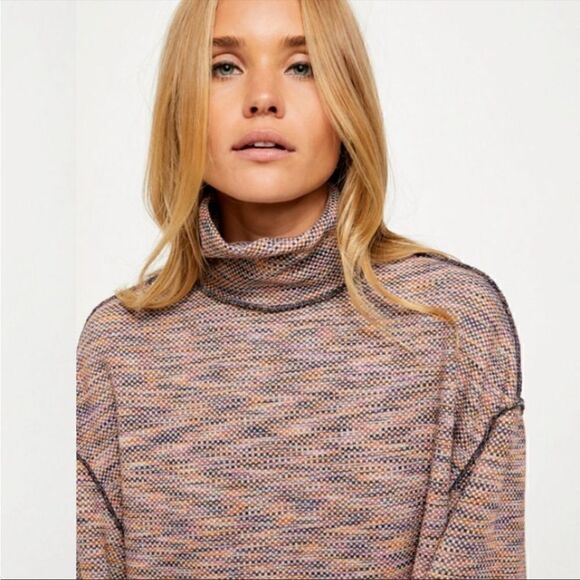 NWT Free People autumn pearl combo Turtleneck Sweater Top - Picture 11 of 11